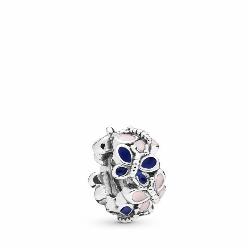 Pandora Butterfly Arrangement Spacer - Sterling Silver/Enamel/Blue - Canada | GX6188YL